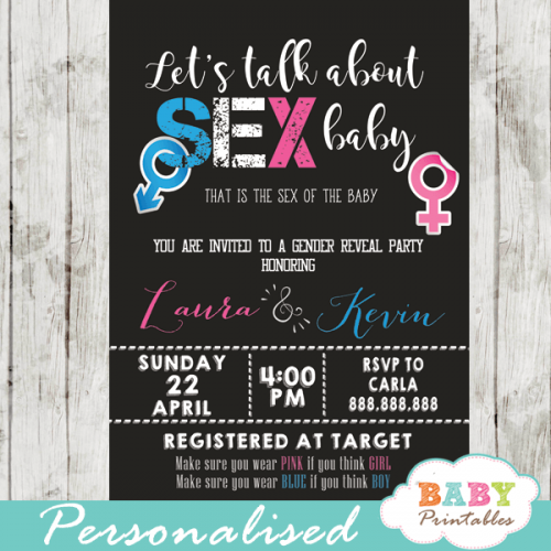 Let S Talk About Sex Baby Gender Reveal Invitations D Baby