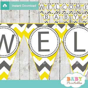 welcome baby printable elephant shower banner