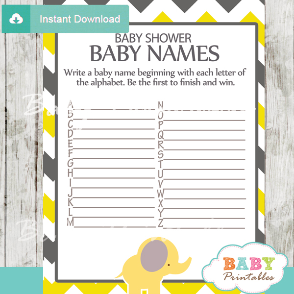 printable Baby Name Race Baby Shower Game