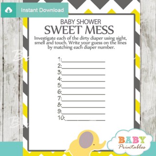 Yellow Elephant Baby Shower Games - D104 - Baby Printables