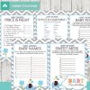 printable blue elephant baby shower games package