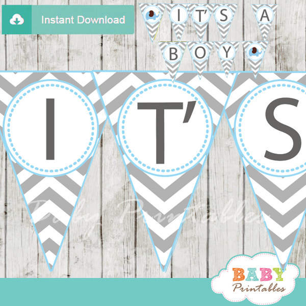 Blue Elephant Baby Shower Banner D105 Baby Printables