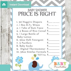 Blue Elephant Baby Shower Games - D105 - Baby Printables