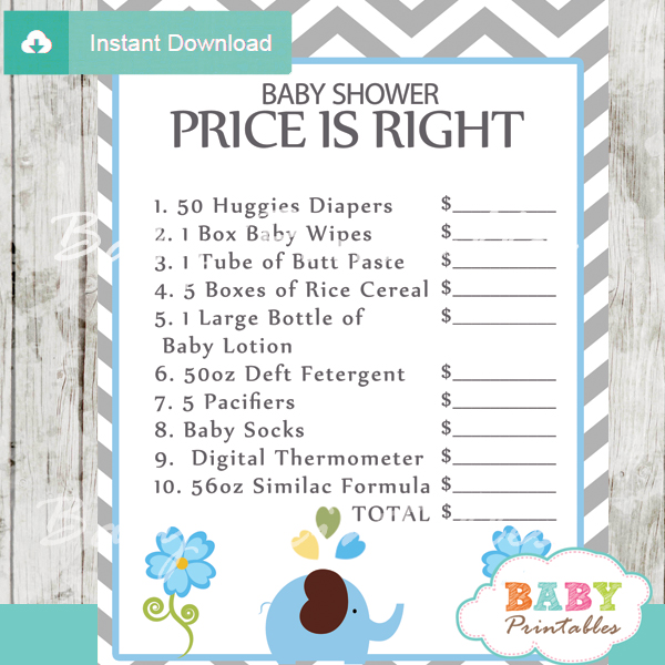 Blue Elephant Baby Shower Games D105 Baby Printables