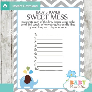 Blue Elephant Baby Shower Games - D105 - Baby Printables