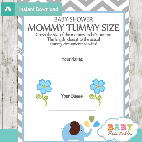 Blue Elephant Baby Shower Games - D105 - Baby Printables