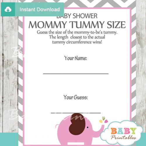 Pink Elephant Baby Shower Games - D106 - Baby Printables