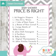Pink Elephant Baby Shower Games - D106 - Baby Printables
