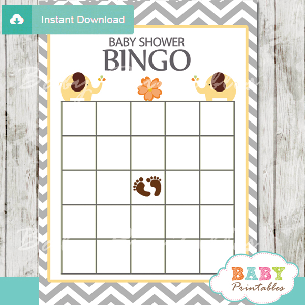 bingo baby shower games printable cards