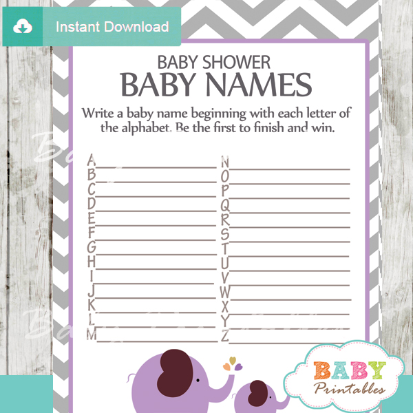 printable Baby Name Race Baby Shower Game