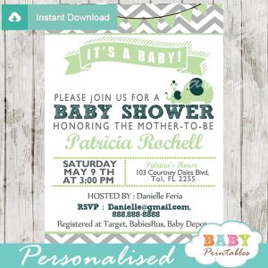 gender neutral lime green personalized printable elephant baby shower invite