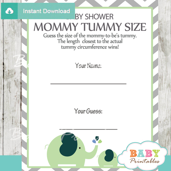 Baby Shower Game Guess the Mommy's Tummy Size printable