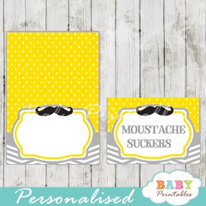yellow printable mustache food labels