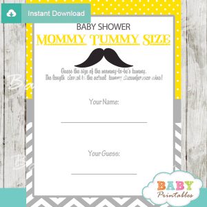 mustache Baby Shower Game Guess the Mommy's Tummy Size printable