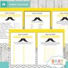 printable yellow gray mustache baby shower games package
