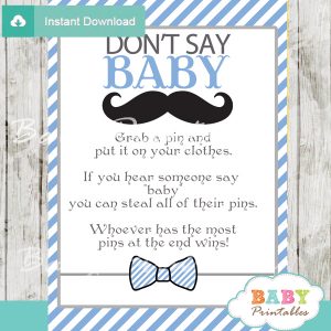 mustache Printable Dont Say Baby Game pdf