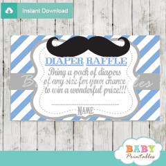 Blue Grey Mustache Baby Shower Diaper Raffle Tickets - D113 - Baby ...