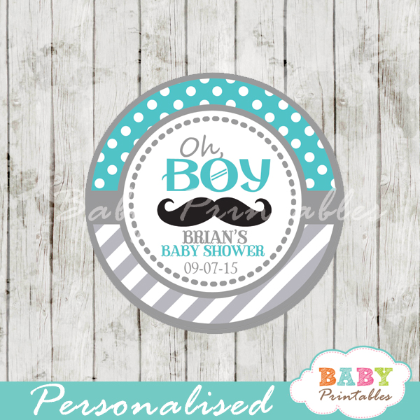 printable turquoise grey baby shower theme gift tags