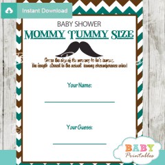 Blue Brown Mustache Baby Shower Games - D115 - Baby Printables