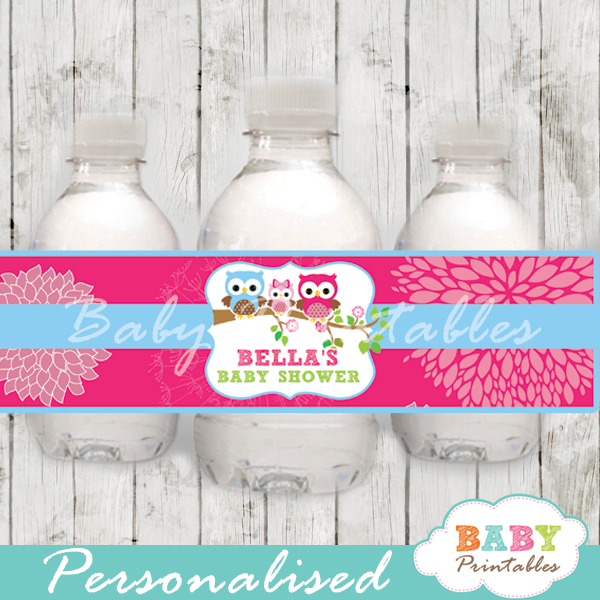 Owl family personalized printable Water Bottle Labels