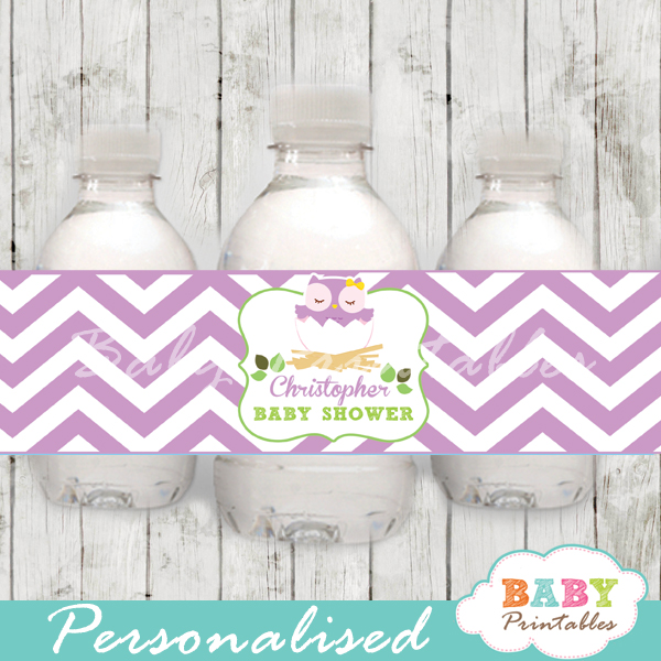 Owl personalized printable Water Bottle Labels