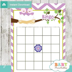 printable owl bingo baby shower games cards