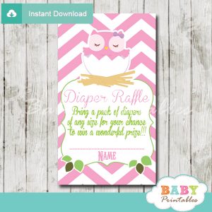 pink owl printable diaper raffle tickets