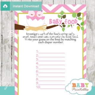 Pink Owl Baby Shower Games - D123 - Baby Printables