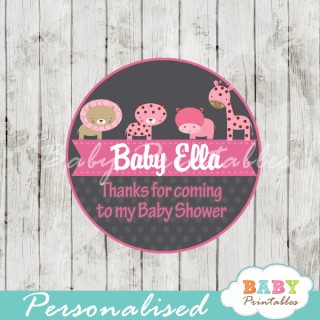 Pink Safari Baby Shower Favor Tags - D131 - Baby Printables