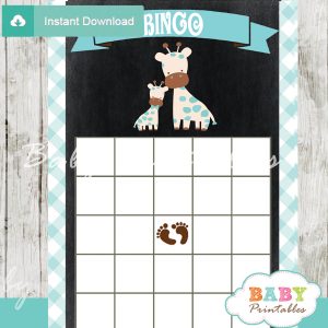 printable safari giraffe baby shower bingo games cards
