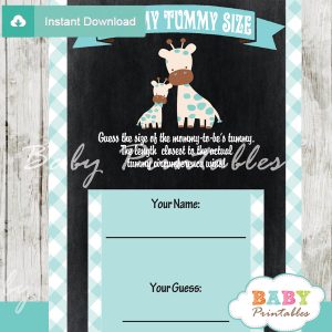 jungle animals printable Baby Shower Game Guess the Mommy's Tummy Size