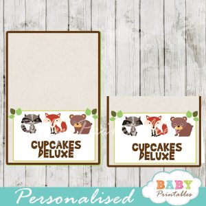 printable food labels woodland forest animals baby shower