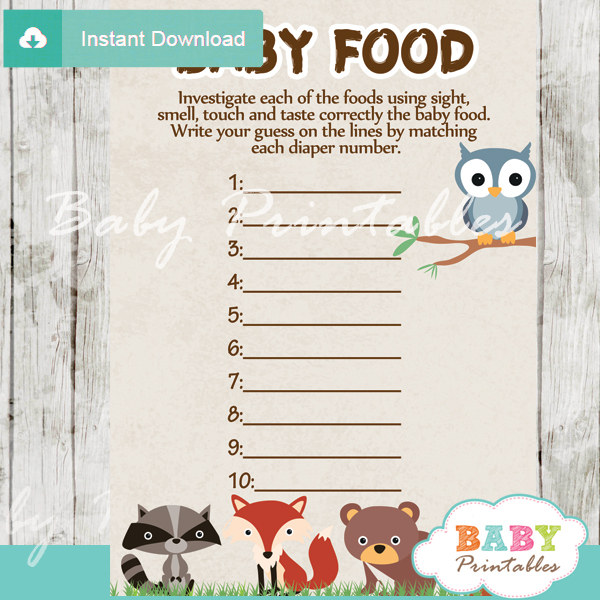 Woodland Baby Shower Games D137 Baby Printables