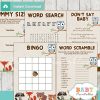 printable woodland themed baby shower games package