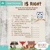 woodland Price is Right Baby Shower Game printable pdf