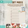 woodland themed Baby Shower Game What's That Sweet Mess Dirty Diaper Shower Game