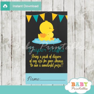 Chalkboard Rubber Ducky Baby Boy Shower Diaper Raffle Tickets - D140 ...