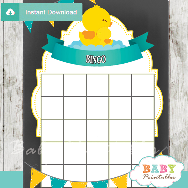 printable rubber ducky baby shower bingo games cards