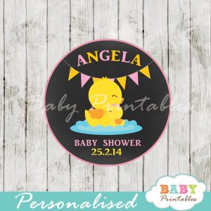 custom printable yellow duck baby shower gift tags