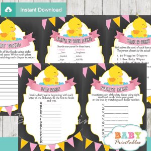 baby girl printable yellow rubber duck baby shower fun games ideas
