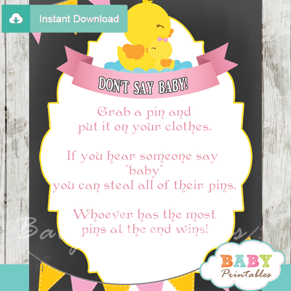 printable rubber ducky Dont Say Baby Game pdf