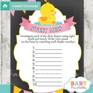rubber duck Baby Shower Game What's That Sweet Mess Dirty Diaper Shower Game
