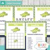 printable preppy crocodile themed baby shower games package