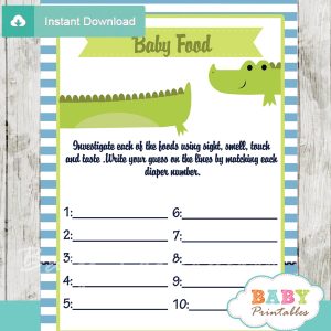 crocodile printable baby shower games blind tasting baby food