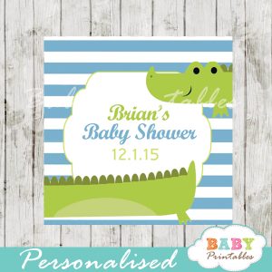 printable custom crocodile baby shower gift labels