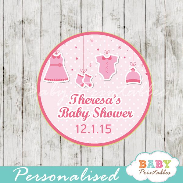 Pink Clothesline Baby Shower Favor Tags D150 Baby Printables