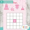printable pink baby girl clothes themed baby shower bingo games cards