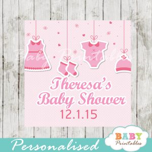 printable baby girl pink clothes baby shower gift labels