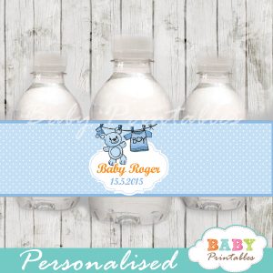 personalized blue baby boy clothes baby shower bottle wrappers