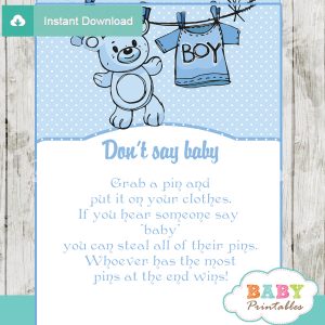 printable blue baby boy clothes theme Dont Say Baby Game pdf